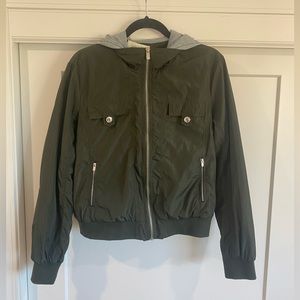 Ashley by 26 international - Olive Bomber Jacket with Gray Hood